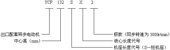 YCP系列(IP54)三相異步電動機(jī)型號標(biāo)記